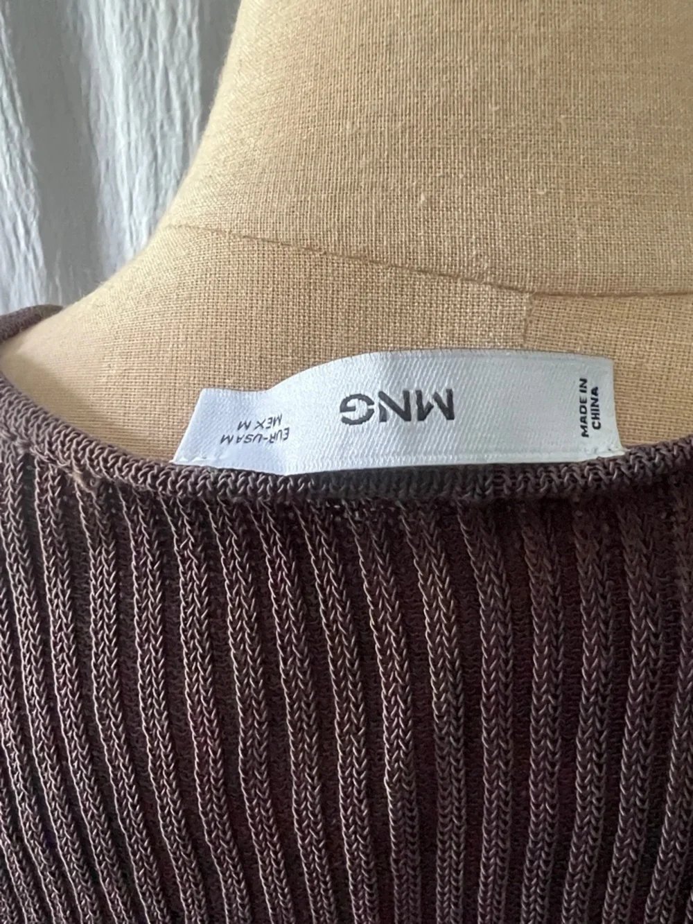 Mango Ribbed Square-Neck Tank Top - Dark Brown - Picture 3 of 3